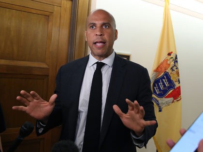 WASHINGTON, DC - JULY 18: U.S. Sen. Cory Booker (D-NJ) speaks to the media about a recentl