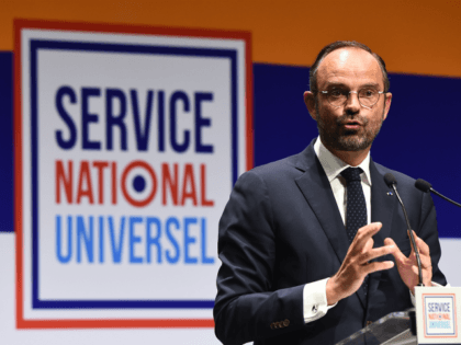 French Prime Minister Edouard Philippe gestures as he addresses an audience in Avignon on