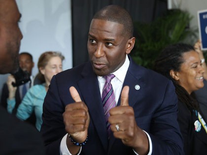 MIAMI, FL - SEPTEMBER 24: Democratic Florida gubernatorial nominee Andrew Gillum attends a campaign rally where he received the endorsement of three major national, state and South Florida LGBT groups on September 24, 2018 in Miami, Florida. Gillum sought to portray himself as a champion of LGBT rights while casting …