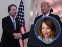 Brett Kavanaugh Sworn In As 114th Supreme Court Justice (INSET: Emily Heil) WASHINGTON, DC - OCTOBER 07: U.S. Supreme Court Justice Brett Kavanaugh shakes hands with President Donald Trump, at a Kavanaugh's ceremonial swearing in in the East Room of the White House October 08, 2018 in Washington, DC. Kavanaugh was confirmed in the Senate 50-48 after a contentious …