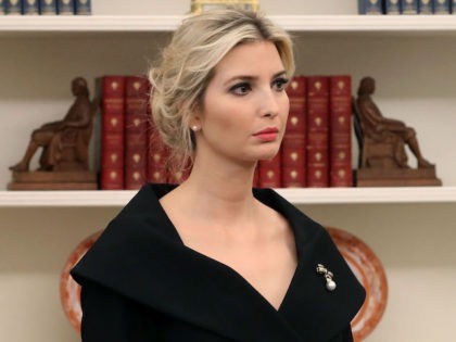 WASHINGTON, DC - OCTOBER 09: White House Senior Advisor Ivanka Trump listens to U.S. President Donald Trump announce that he has accepted the resignation of Nikki Haley as US Ambassador to the United Nations, in the Oval Office on October 9, 2018 in Washington, DC. President Trump said that Haley …