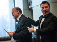 WASHINGTON, DC - MAY 3: Actor Jim Cramer (L) arrives at the 100th Annual White House Correspondents' Association Dinner at the Washington Hilton on May 3, 2014, in Washington D.C. (Photo by Allison Shelley/Getty Images)