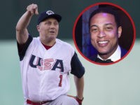 (INSET: CNN's Don Lemon) WASHINGTON, DC - JUNE 14: Rep Steve Scalise (R-LA) makes a play to first base resulting in an out after fielding a ground ball on the first pitch of the Congressional Baseball Game on June 14, 2018 in Washington, DC. Scalise was shot during a team …