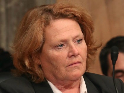 Debt Energy - Sen. Heidi Heitkamp (D-ND), listens to testimony during a Senate Homeland Se