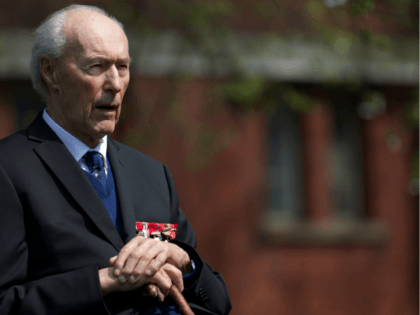 Norwegian World War II hero Joachim Ronneberg, 93, attends a wreath-laying ceremony in his honour at the SOE agents monument in central London on April 25, 2013, for leading the SOE operation Gunnerside where Norwegian soldiers destroyed the German occupied Heavy Water Plant in Vemork, Norway. AFP PHOTO / ANDREW …