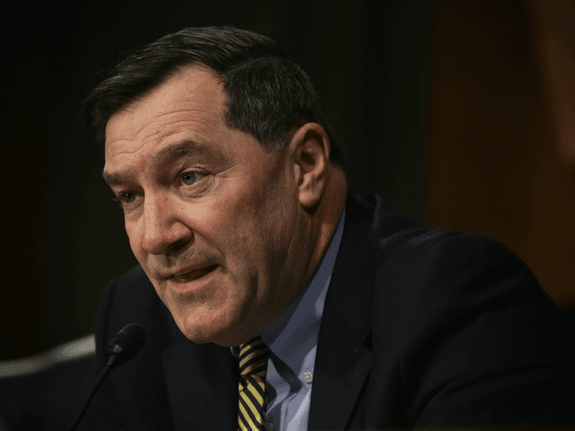 U.S. Sen. Joe Donnelly (D-IN) speaks during a hearing before the Senate Banking, Housing a