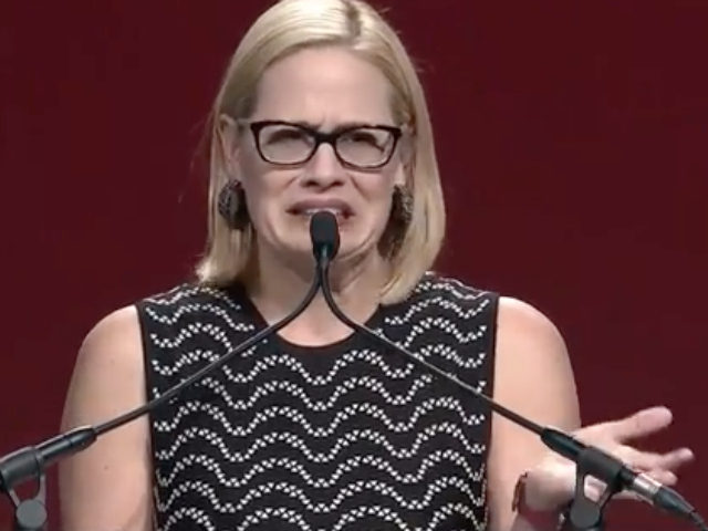 A video from early 2018 shows Democrat Senate candidate Kyrsten Sinema dramatically cringi