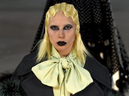 Lady Gaga walks the runway as she displays the fahion of Marc Jacobs February 18, 2016 at