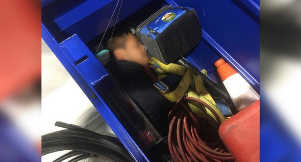 Border Patrol agents find an illegal alien locked in a toolbox in South Texas. (Photo: U.S. Border Patrol/Laredo Sector)