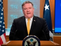 Mike-Pompeo-State-Department-press-conference-October-3-2018-getty US Secretary of State Mike Pompeo speaks during a press briefing at the US Department of State in Washington, DC, on October 3, 2018. - The United States said Wednesday it was terminating a 1955 treaty reached with then ally Iran after Tehran cited it in an international court ruling …