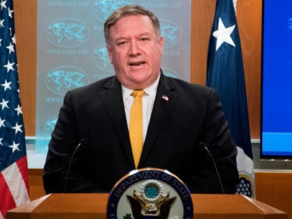 US Secretary of State Mike Pompeo speaks during a press briefing at the US Department of State in Washington, DC, on October 3, 2018. - The United States said Wednesday it was terminating a 1955 treaty reached with then ally Iran after Tehran cited it in an international court ruling …