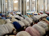 Muslims-pray-mosque-getty Muslims pray at the central mosque of Bamako during the muslim holiday of Eid al-Adha on August 21, 2018. (Photo by - / AFP) (Photo credit should read -/AFP/Getty Images)