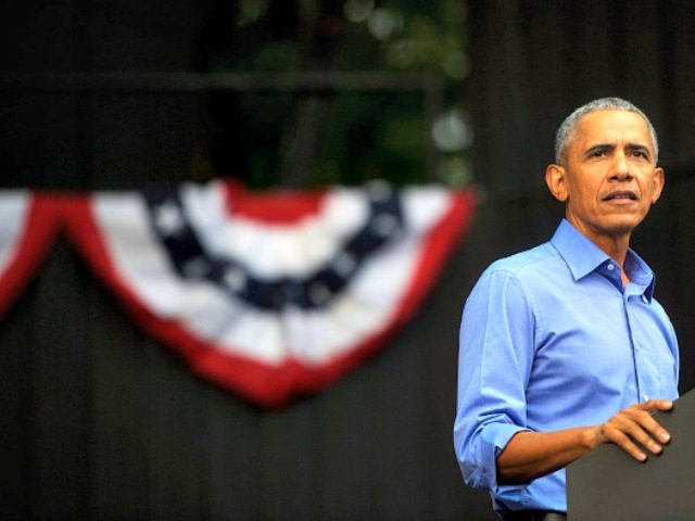 PHILADELPHIA, PA - SEPTEMBER 21: Former President Barack Obama speaks during a campaign ra