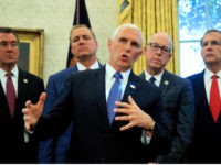 Pence Speaks Vice President Mike Pence speaks following a ceremony signing the "America's Water Infrastructure Act of 2018" into law in the Oval Office at the White House in Washington, Tuesday, Oct. 23, 2018.