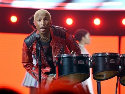 LOS ANGELES, CA - FEBRUARY 18: Pharrell Williams of N.E.R.D. perform at halftime of the NBA All-Star Game 2018 at Staples Center on February 18, 2018 in Los Angeles, California. (Photo by Kevork Djansezian/Getty Images)