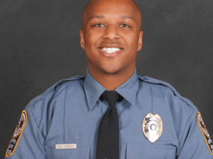 This undated photo provided by the Gwinnett County Police Department on Saturday, Oct. 20, 2018 shows Officer Antwan Toney. On Saturday, Toney was killed after being shot while responding to a suspicious vehicle parked near a middle school. (Gwinnett County Police Department via AP) AP