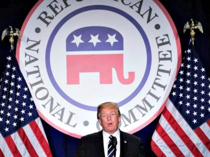 US President Donald Trump speaks at the Republican National Committee winter meeting at th