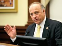 Rep Steve King In this Jan. 23, 2014, file photo, Republican U.S. Rep. Steve King of Iowa speaks in Des Moines. King told NewsMax TV in an interview published online on Sept. 13, 2016, that 49ers quarterback Colin Kaepernick's protest of the national anthem is "activism that is sympathetic to ISIS.”