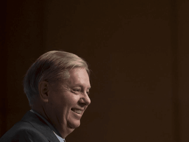 Sen. Lindsey Graham, R-S.C., on Thursday joked that his party is "bat-[expletive] crazy" while speaking at a Washington Press Club Foundation dinner. Photo by Molly Riley/UPI