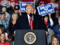 Trump-Missoula-Montana-rally-October-18-2018-getty US President Donald Trump speaks during a 'Make America Great' rally in Missoula, Montana, on October 18, 2018. (Photo by Nicholas Kamm / AFP) (Photo credit should read NICHOLAS KAMM/AFP/Getty Images)