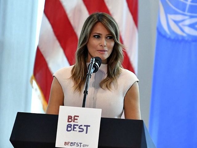 US First Lady Melania Trump hosts a reception for spouses of visiting heads of State and o