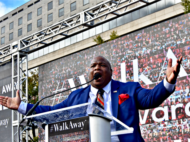 Pastor Mark Burns pumped up the crowd when he spoke on Saturday at the #WalkAway rally in Washington, DC.
