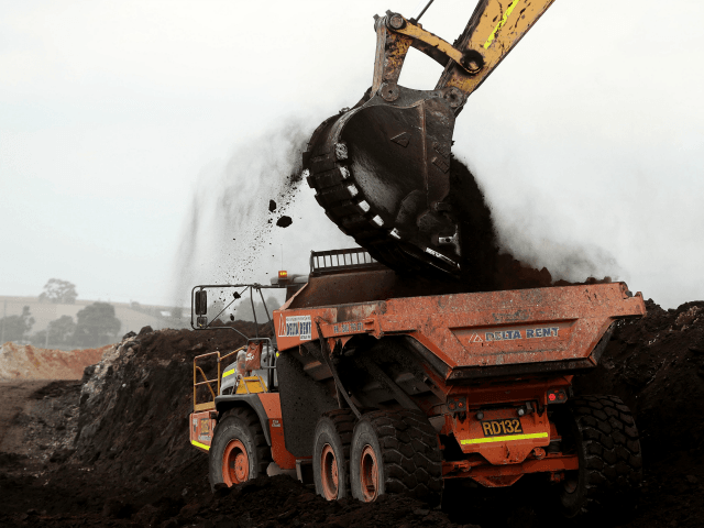 A truck is loaded with old coal on March 16, 2017 in Melbourne, Australia. In November 201