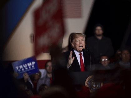 President Donald Trump speaks during a rally at Central Wisconsin Airport in Mosinee, Wis.