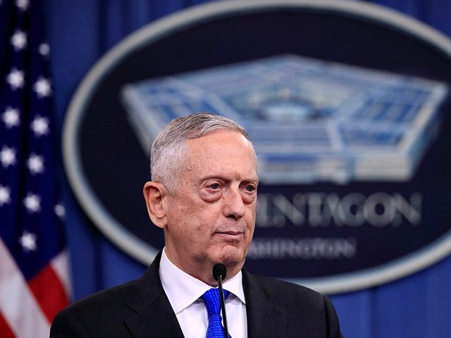 Secretary of Defense Jim Mattis speaks to reporters during a news conference at the Pentag