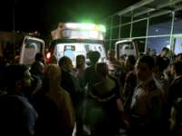 jordan ambulance Residents and relatives of flood victims gather outside a hospital near the Dead Sea in Jordan Thursday, Oct. 25, 2018. Flash floods unleashed by heavy rains swept away a group of middle school students and teachers visiting hot springs near the Dead Sea on Thursday, killing people as the torrent …