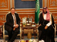 mike-pompeo-Mohammed-bin-Salman-Saudi-Arabia-AP U.S. Secretary of State Mike Pompeo meets with the Saudi Crown Prince Mohammed bin Salman under a portrait of Saudi King Salman, in Riyadh, Saudi Arabia, Tuesday Oct. 16, 2018. Pompeo also met on Tuesday with the king over the disappearance and alleged slaying of Saudi writer Jamal Khashoggi, who …