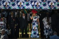 Cameroonian President Paul Biya (pictured with his wife Chantal Biya) has made very few appearances on the campaign trail