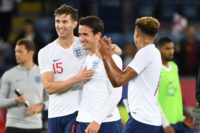 England's Ben Chilwell (centre) won his first international cap against Switzerland last month