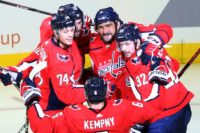 Alex Ovechkin celebrates with his Washington teammates as the Capitals are on a roll and avoiding the Stanley Cup hangover.