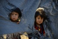 Drought-displaced Afghan children at a camp for internally displaced people in Herat province