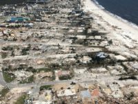 An aerial view of the devastation caused by Hurricane Michael in the town of Mexico Beach