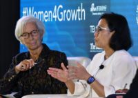 IMF chief Christine Lagarde (L) and Indonesian Finance Minister Sri Mulyani Indrawati are among growing numbers of women in top finance and economic positions