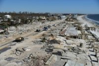 View of the damages caused by Hurricane Michael in Mexico Beach, Florida -- the death toll is now at 17 and officials warn it could rise