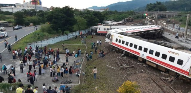 18 dead after train flips in Taiwan
