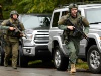 A police rapid response team responding to a mass shooting at the Tree of Life Synagogue in Pittsburgh, Pennsylvania