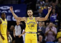 Stephen Curry scored 16 points in the first quarter and drained his final three pointer of the contest with 67 seconds remaining to set an NBA record