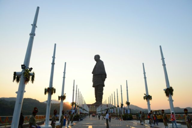 With rose petals and guns, India inaugurates world's tallest statue