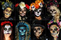This cominbation photo shows people dressed up as “Catrina”, a Mexican representation of death, at a parade in Mexico City