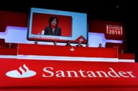 Banco Santander new chairwoman Ana Patricia Botin (centre) reported a sharp rise in third quarter earnings