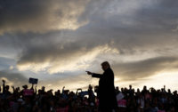 APTOPIX Trump Donald Trump President Donald Trump arrives as the sun sets to speak at a campaign rally at Minuteman Aviation Hangar, Thursday, Oct. 18, 2018, in Missoula, Mont. (AP Photo/Carolyn Kaster) Donald Trump