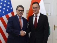 Hungary USA Diplomacy Hungarian Minister of Foreign Affairs and Trade Peter Szijjarto, right, welcomes US Secretary of Energy Rick Perry at the Ministry of Foreign Affairs and Trade in Budapest, Hungary, Tuesday, November 13, 2018. (Lajos Soos/MTI via AP)