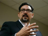 Maricopa County Recorder Adrian Fontes answers a question during a news conference regarding the most recent 2018 elections in the county Wednesday, Sept. 12, 2018, in Phoenix. (AP Photo/Ross D. Franklin)
