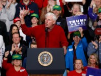 Former Indiana University basketball coach Bobby Knight speaks at a campaign rally on November 2, 2018 in Indianapolis, Indiana. President Trump is campaigning across the Midwest supporting Republican candidates in the upcoming midterm elections. (Photo by Aaron P. Bernstein/Getty Images)