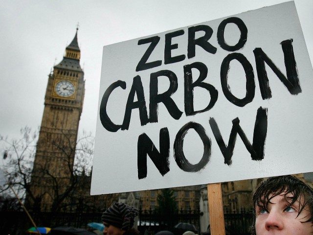 LONDON - DECEMBER 08: A climate change protestor walks near Parliament on December 8, 2007