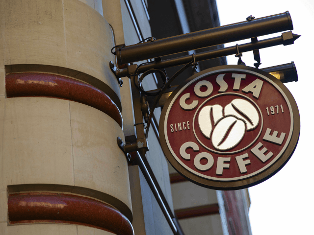 LONDON, ENGLAND - AUGUST 31: A Costa Costa coffee shop sign on August 31, 2018 in London,